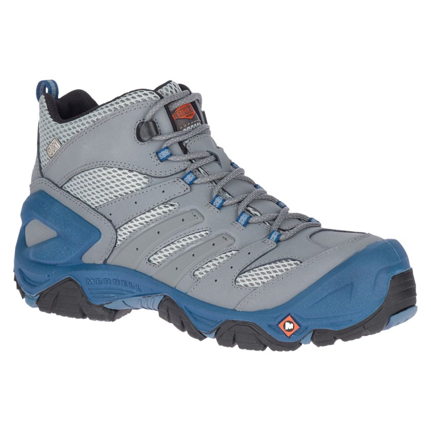 Bottes de Securite Merrell Strongfield Mid Waterproof Comp Toe Grise/Bleu Homme | Y.E.IEIU